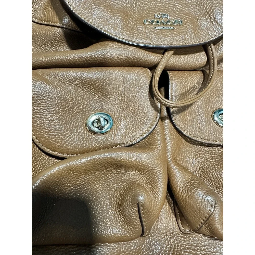 VTG Coach Pebble Leather Billie Saddle Brown Backpack - Picture 3 of 12